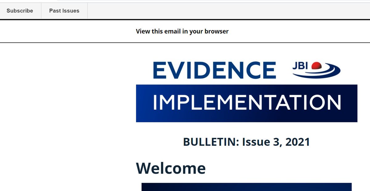 JBI_EI's tweet photo. The next issue of the @JBI_EI bulletin will be out soon - make sure you subscribe now to receive this FREE ACCESS resource!! #evidence
Click the subscribe link in the top left corner of the current issue https://t.co/OOcOWWbccJ #bestpractice #Nurse @NurseStaceyM https://t.co/GbKJ0LKBZ7