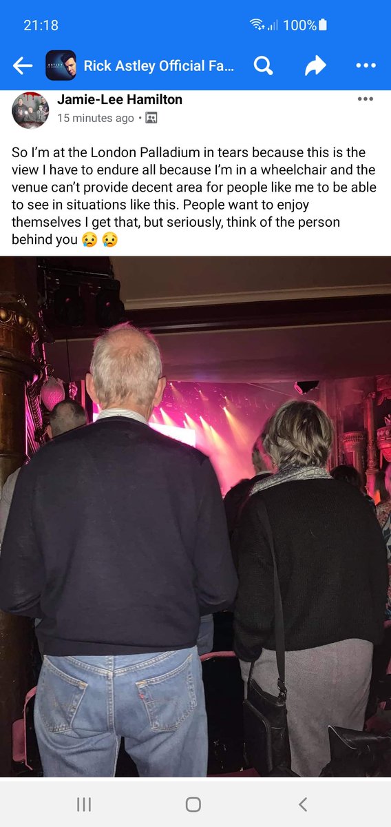 ASteele90's tweet image. @rickastley this was at your London Palladium concert. Could you do something for her. Try and send her something signed. I dunno :( i'm sure she would be made up x