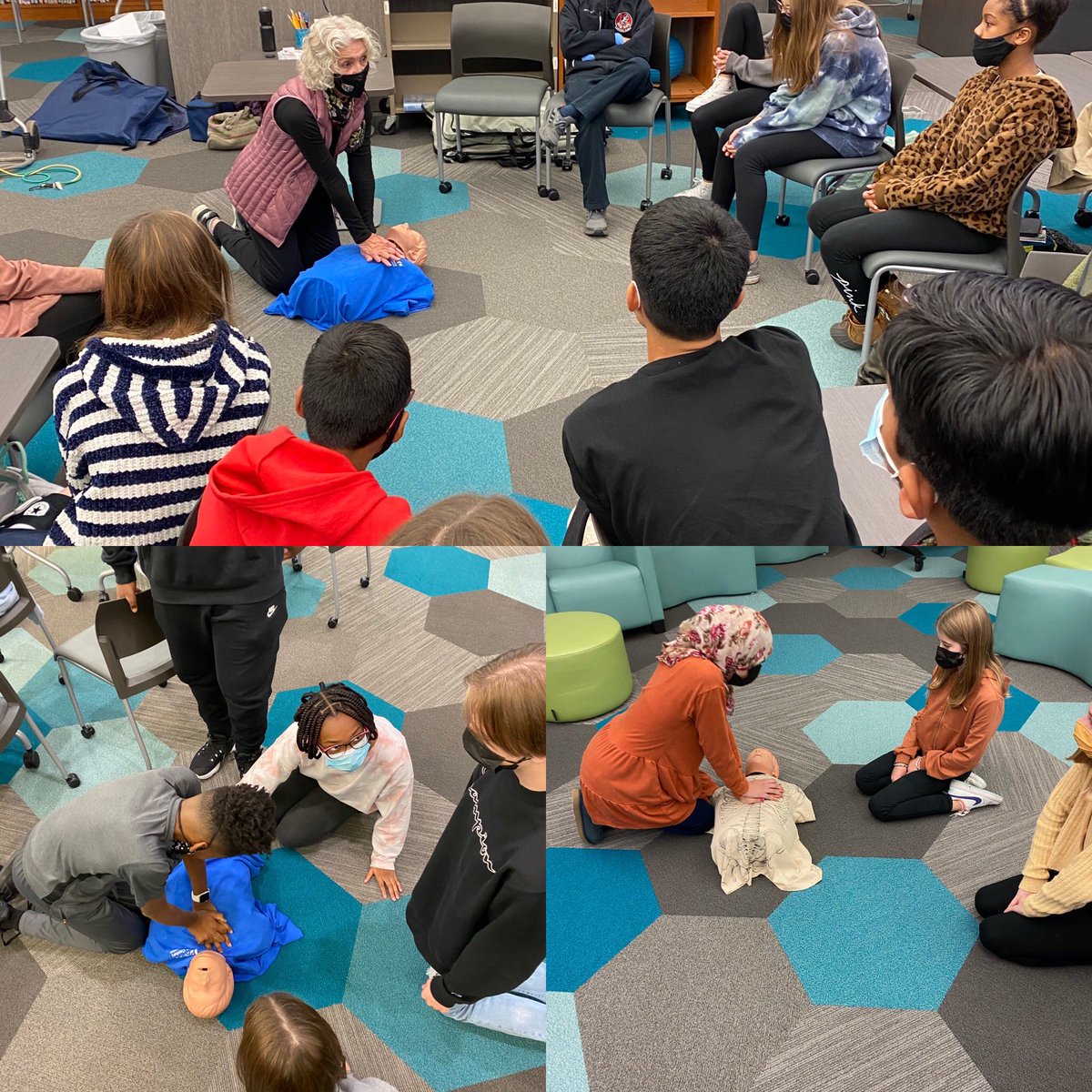 ReutherCrusader's tweet photo. Our Health students learned “hands only” CPR techniques from Mrs. Crowder today. Mrs. Crowder, thank you for coming in! @rochcommschools https://t.co/duLfLfkl5y
