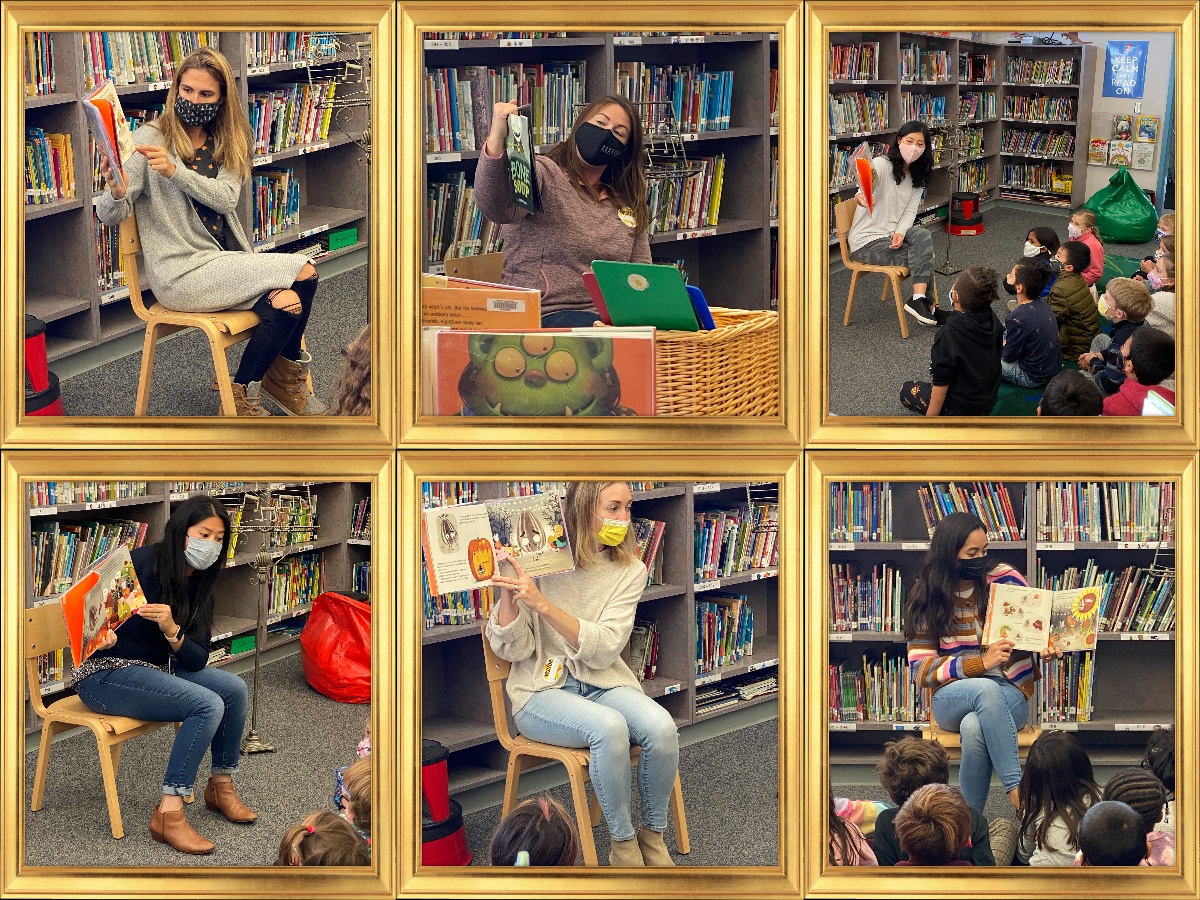 HeatherSCSD's tweet photo. The Heather library celebrated Halloween in a fun way.  Library volunteers read silly and spooky stories to classes last week.  Students created mosaic pumpkins during Library Club &amp; decorated our tree with ghosts, skeletons, and other decorative embellishments.  Happy Halloween! https://t.co/98OEUh0hw5