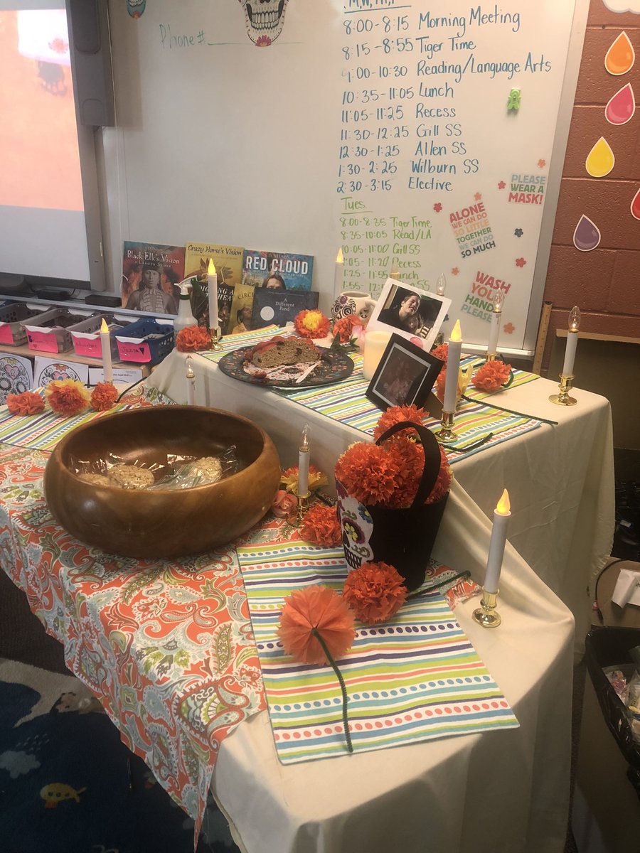 mrswilburnteach's tweet photo. Had a great time celebrating Dia de los Muertos in our class today! Love seeing the kids learn about other cultures and their traditions! #weRtest #tigerup https://t.co/f56FmBOCx5