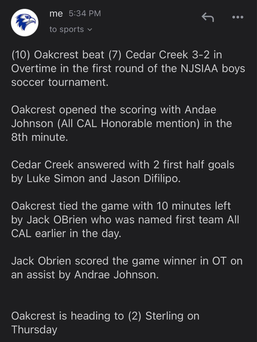 OHS_Boys_Soccer's tweet photo. Proud of the boys in our opening win against our sister school Cedar Creek! Great job boys time to get ready for Sterling!!!
#OneMoreRound https://t.co/YqXOvfeYOs