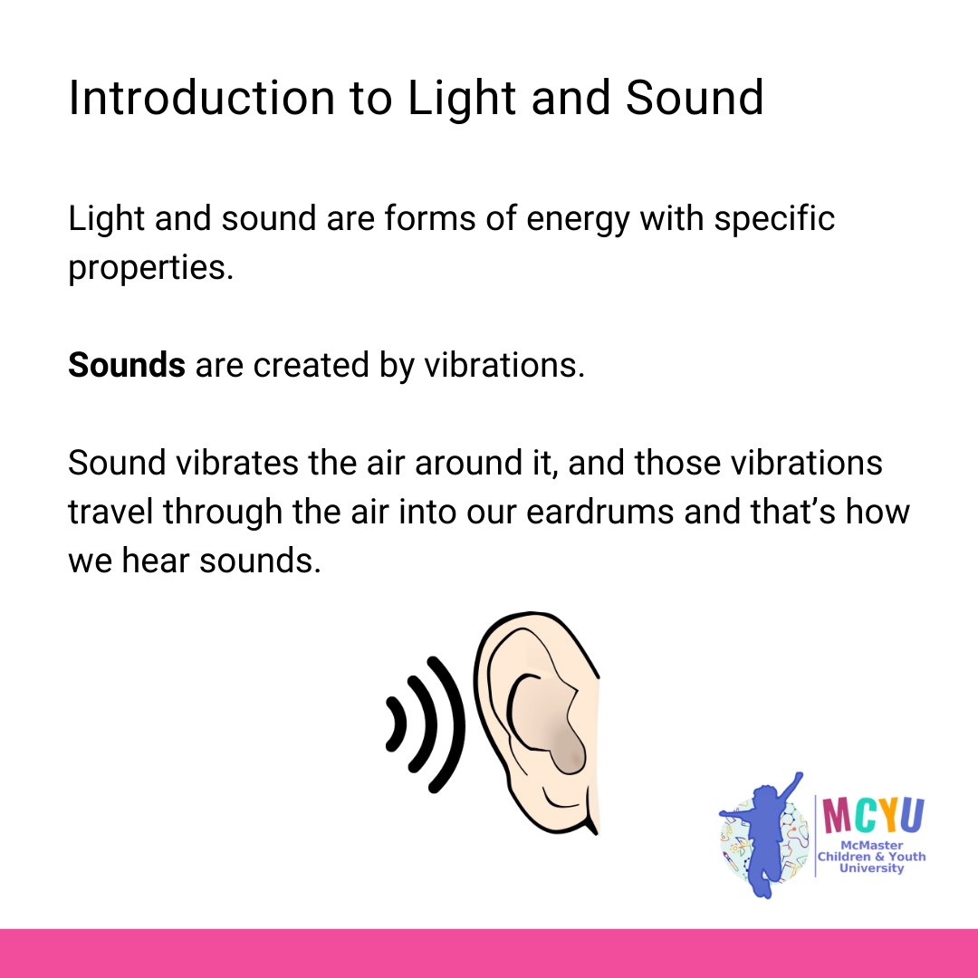 McMasterCYU's tweet photo. This week we're going to focus on the topic of science and explore light and sound. Today's question is: What are some ways you use sound and light in your everyday life? #MCYUscience #QuestionDiscoverCreate https://t.co/0Z1f9xb3Nc