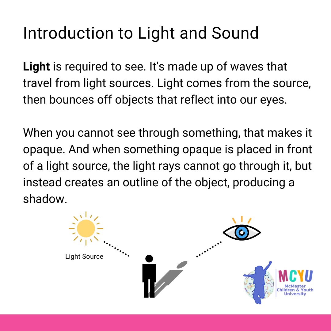 McMasterCYU's tweet photo. This week we're going to focus on the topic of science and explore light and sound. Today's question is: What are some ways you use sound and light in your everyday life? #MCYUscience #QuestionDiscoverCreate https://t.co/0Z1f9xb3Nc