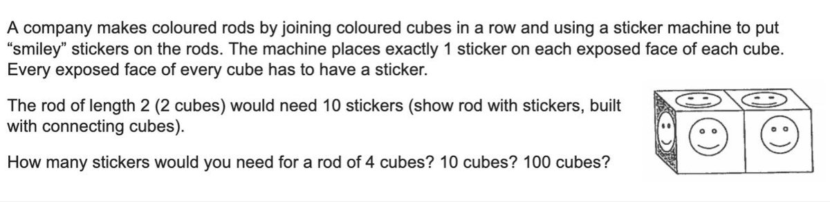 LauraTSimmons's tweet photo. Today, in math Ss were given a challenge problem to work on in teams! Ss developed multiple solutions using diagrams, repeated addition, multiplication, and formulas to find the 4th, 10th and 40th terms of the pattern. #learningthroughproblemsolving @silwrdsb @ms_cmiranda https://t.co/cWvufAEKQs