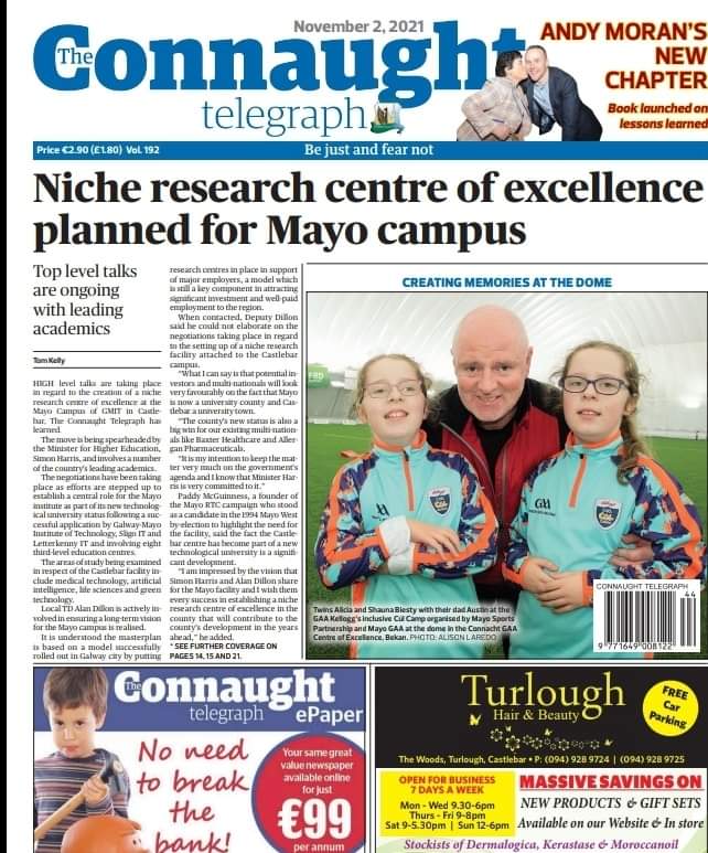 A preview of the front page of this week's issue of The Connaught Telegraph, on sale from Tuesday morning.