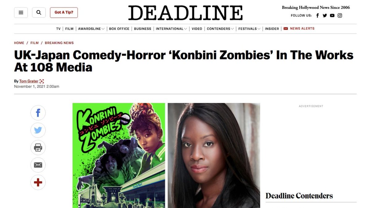 “Konbini Zombies” Coming soon…
<a href="/DEADLINE/">Deadline</a> 🎬🍿🧟‍♀️🇯🇵🏴󠁧󠁢󠁳󠁣󠁴󠁿

Writer/Director: <a href="/MorayoAkande/">Morayo Akandé</a> 
Producers: <a href="/108MediaCorp/">108 Media</a> | <a href="/MoyoAkande/">Moyo Akandé</a> | <a href="/Lucid__Dreamers/">Lucid Dreamers</a> 
 
#konbinizombies #comedy #horror