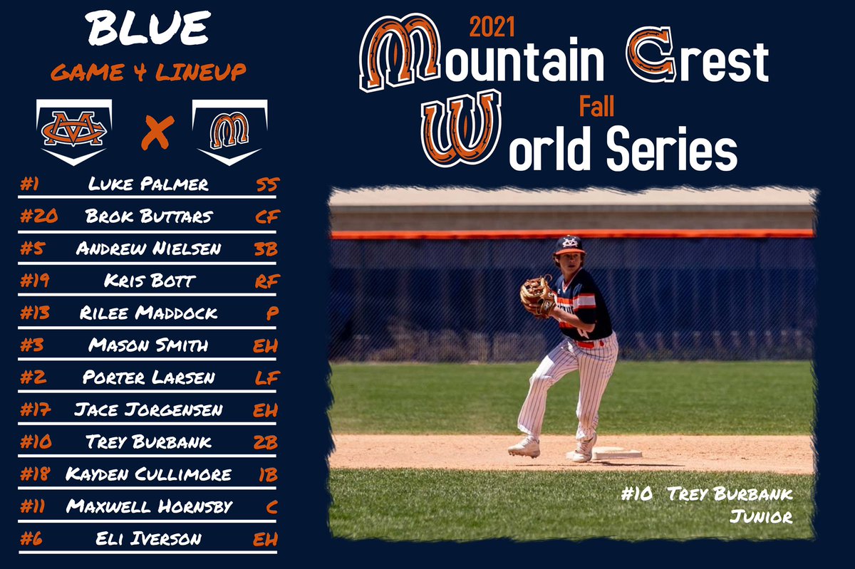 gomcbaseball's tweet photo. Here’s the Starting lineups for game 4 as the Orange team looks to close out the series. #WorldSeries #MustangsCompete https://t.co/7nPUkxENXg