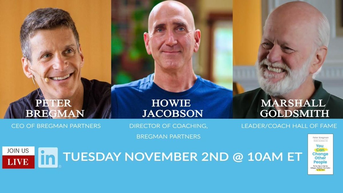 Join Howie Jacobson and I as we discuss You CAN Change Other People with Marshall Goldsmith, live on LinkedIn, on Tuesday November 2. Join us here: buff.ly/3jW8acE