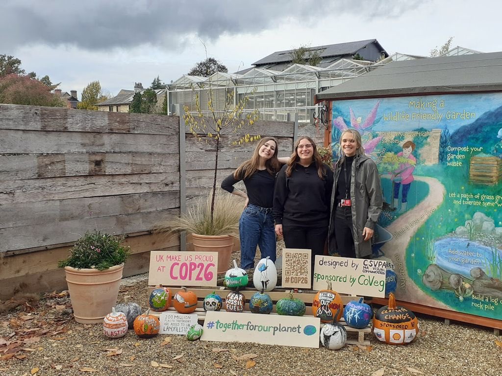 mackenzieclair2's tweet photo. Brilliant climate friendly pumpkins @CoVegUK painted by art students from @csvpa @CUBotanicGarden for @COP26 https://t.co/z0O1l0TjOc