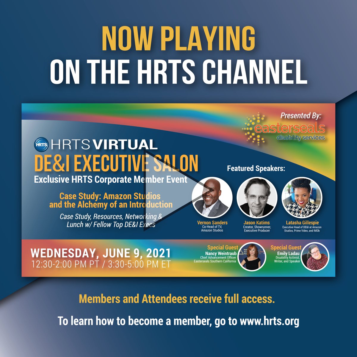 HRTSOfficial's tweet photo. #NowPlaying on the #HRTSChannel: #HRTSVirtual: DE&I Executive Salon
Sign in to your Member Portal to access HRTS Channel. https://t.co/34QK9EOw4C