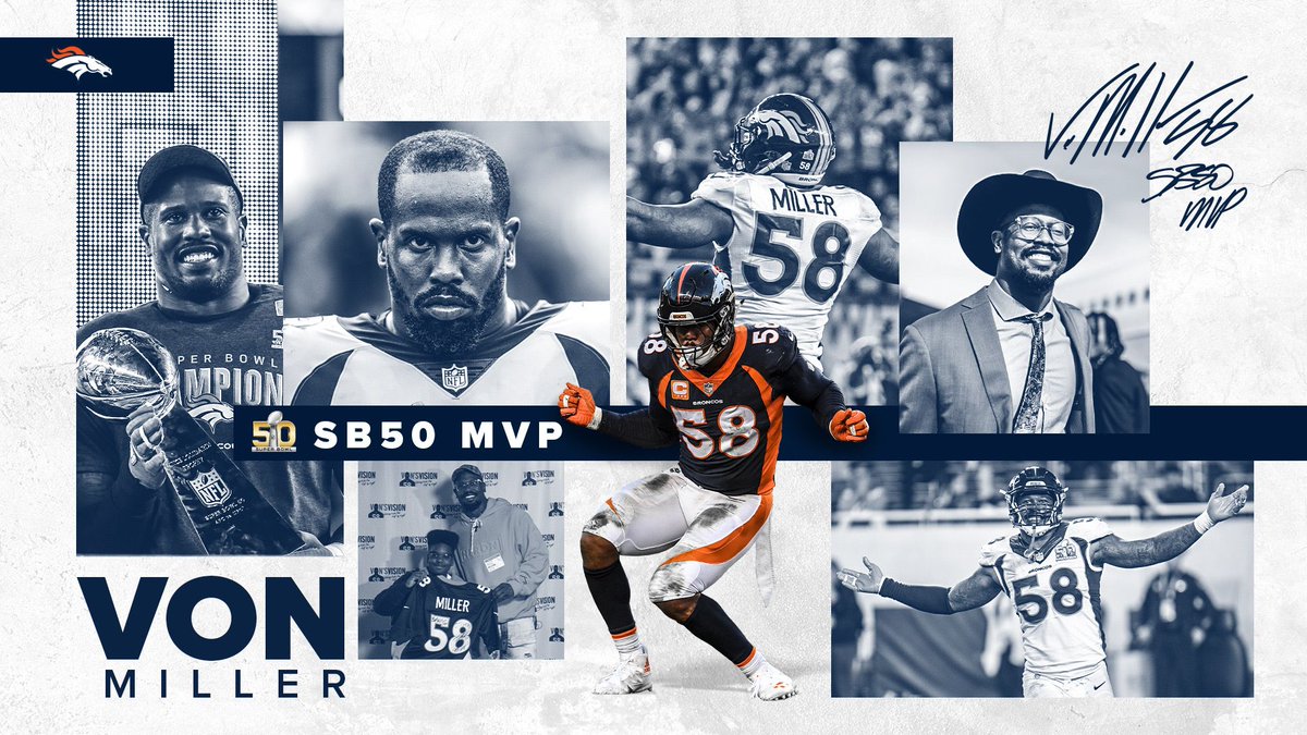 Broncos's tweet photo. To one of the greatest Broncos of all time ...

There aren't enough words, @VonMiller — just know you're a Bronco for life.

#ThankYou58 https://t.co/IEQ49aTpCq