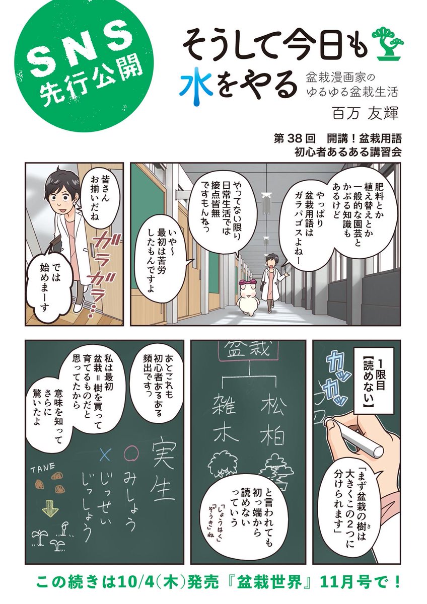 【盆栽世界12月号予告】
樹と共に暮らす生活を提案する盆栽専門誌『盆栽世界』最新号は11/4(木)発売!
今回の #水やる は読めない、書けない、覚えられない、そんな初心者あるあるな盆栽用語についてです。
本誌特集は「冬本番までにやっておくとヨシ!なこと」。指差し確認する猫の幻が… 