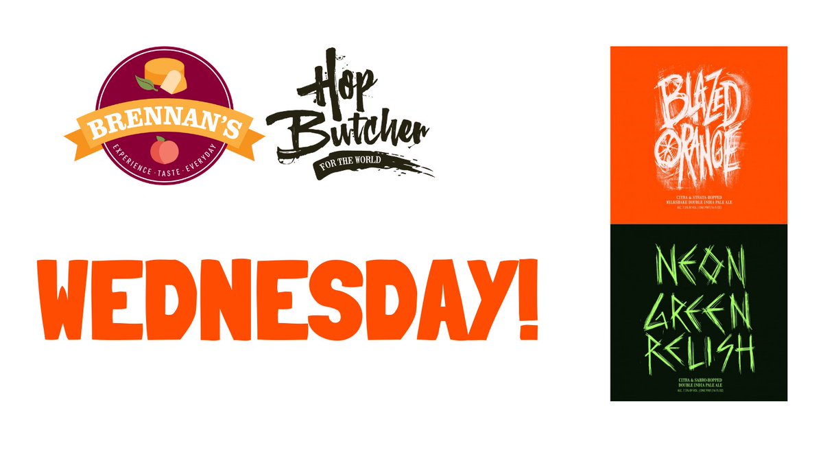 BrennansMarket's tweet photo. 👀👀
@HopButcher is scheduled to arrive on Wednesday this week - so keep those eyes peeled. As usual, we will post on all of the socials as soon as it is available for purchase - no calls please.

#ChicagoBeer #ILCraftBeer #HopButcher #BlazedOrange #NeonGreenRelish https://t.co/Ou0ZcWtMSq