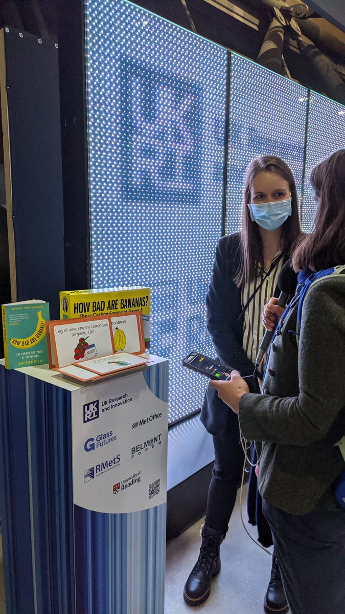 Great to be interviewed by <a href="/BBCRadioScot/">BBC Radio Scotland</a> at #COP26 today in the Green Zone. Good to play the #bananasgame with you 🍌 #howbadarebananas
<a href="/EmmaFieldhouse/">Dr Emma Fieldhouse</a>
<a href="/UKRI_News/">UK Research and Innovation</a>