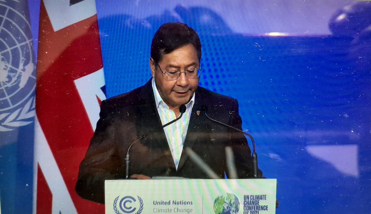 OkandaJoab's tweet photo. Worried of rhetoric @ #COP26?
President Luis Arce of 🇧🇴 has you covered 👇

"A capitalistic global system based on unfettered consumerism &amp; irrational exploitation can't come up with solutions 2 solve the climate crisis unless there is a paradigm shift in our economic system" https://t.co/9TGKiX4Ep4