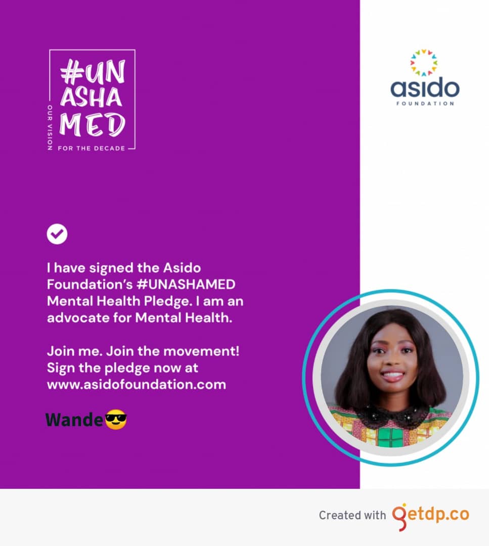 ACNUnilag's tweet photo. We have signed the Asido Foundation's #unashamed Mental Health Pledge..We are advocates for Mental Health 

Join us, Join the movement, sign the pledge now at https://t.co/IhVlM6m6vt

@asidofoundation
#acnunilag #mentalhealth #menatlhealthmatters #mentalhealthadvocate https://t.co/7rMlmiaoBx
