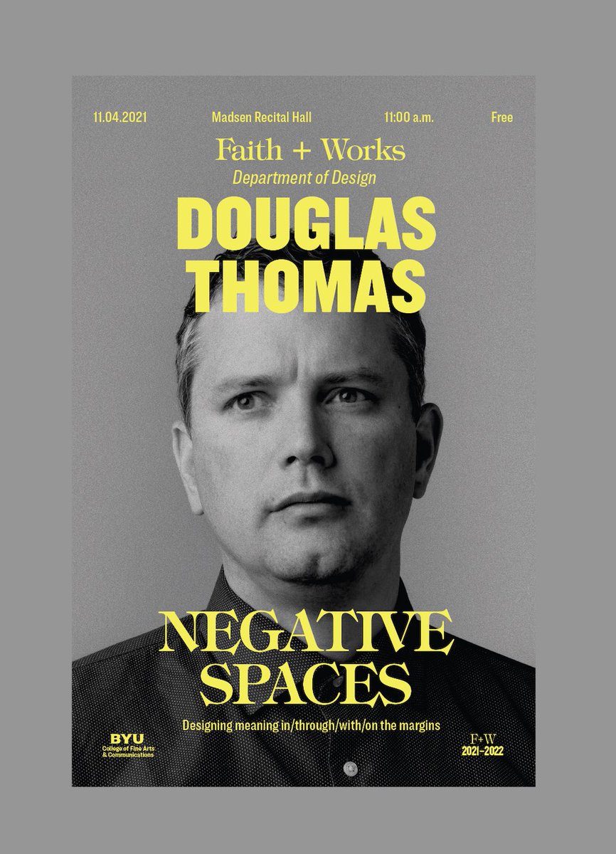 byu_design's tweet photo. Come hear from Professor Thomas on November 4th at 11 am in the Madsen Recital Hall! This lecture is the start of the 2021-2022 Faith + Works Lecture Series and features faculty conversations exploring faith-building experiences in their professional work. #HaveFaithCreateWork https://t.co/LJSl4itjKJ