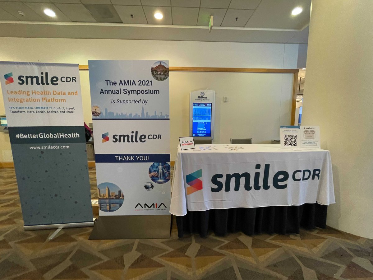 smilecdr's tweet photo. Adam Cole, Jonathan Engel, and Kevin Berdin are in San Diego at the #AMIA2021 Annual Symposium. Find them at booth #25 in the Sapphire Foyer to chat about how Smile CDR can help you prepare for the payer to payer data exchange deadlines in the new year. https://t.co/eGlSPRv82v