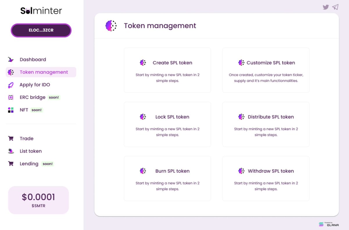 sefa_ai's tweet photo. 1⃣Today i will introduce you my new #gem :

@solminter

Imagine you can create a token with a few clicks in #solana Network.

We need to talk about it because  normally it is not easy to create a token on #solana.

#bhsolminter #solminter ++ https://t.co/GEDCUnItLF