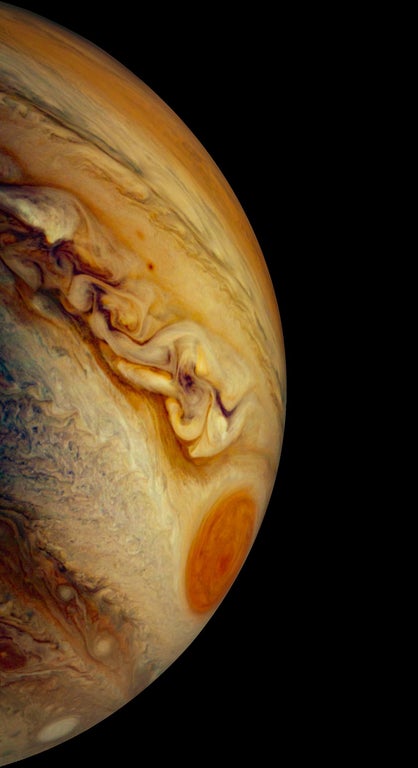 konstructivizm's tweet photo. This Juno Cam image of Jupiter's south temperate belt and Great Red Spot was taken on Dec. 30, 2020
source: NASA https://t.co/2OmLEn44lv
