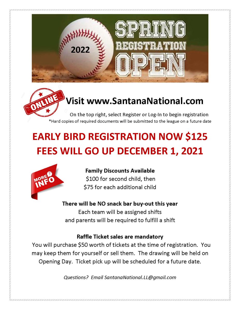 santeebaseball's tweet photo. Early Bird Registration Begins TODAY!
https://t.co/zcqvevITIh https://t.co/sjMDXWoZbh