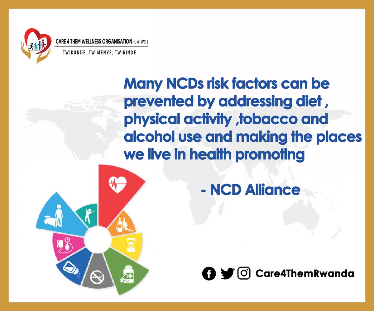 Slimnfitrwanda's tweet photo. Every year 41 Million people die of NCDs , Almost 2/3 of #NCDs deaths are linked to tobacco use , harmful use of alcohol ,unhealthy diets , physical inactivity and air pollution
#EveryMoveCount
1⃣ Say no to 🚭
2⃣ Do physical activity
3⃣ Avoid carbonated drinks
@ncdalliance https://t.co/Zt9xhKnKi8
