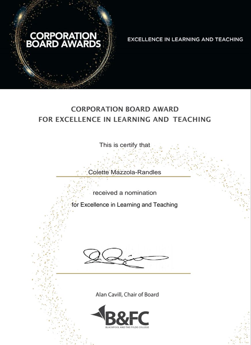 Absolutely thrilled to be nominated for an award - Excellence in Learning and Teaching ♡ #AlwaysLearning