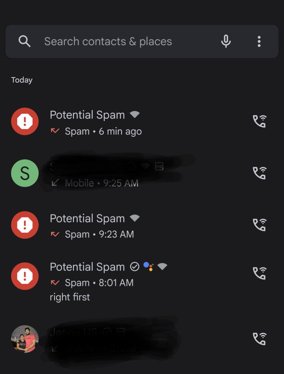 Sateesh_kosana's tweet photo. @madebygoogle thank you Google fo handling all my spam calls with Google assistant. Loving this feature and happy with Pixel phone #pixel4xl #madebygoogle #usefultech #AI #Google https://t.co/tzyv7tndNz