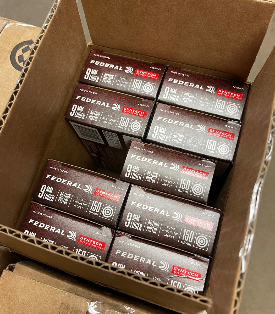 SumnerGunSupply's tweet photo. A whole bunch of 9mm ammo just came in!
#9mm #150gr #federalammunition #ammo #ammunition #9mmammo https://t.co/Huymd5ASud