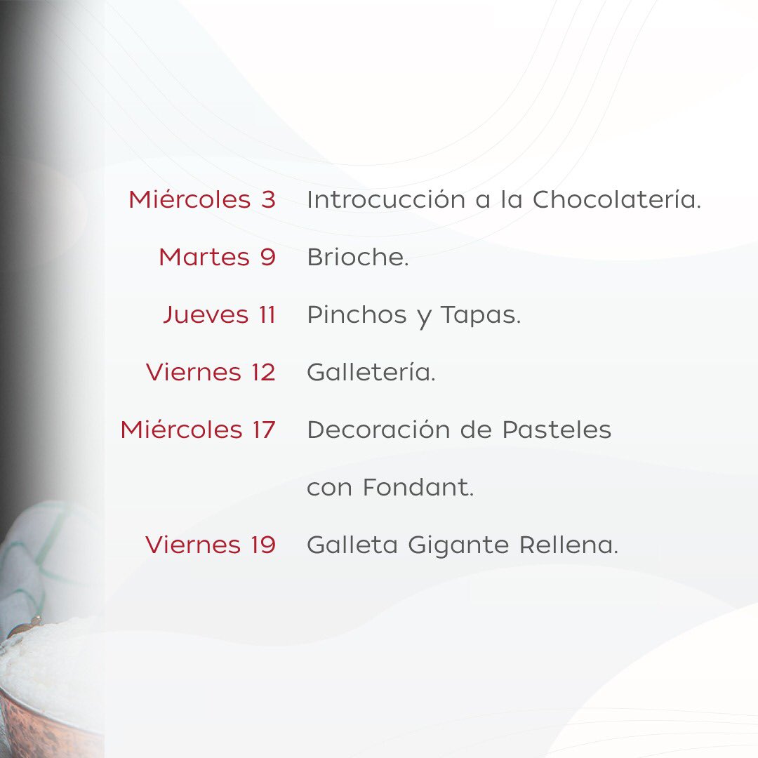 ISMM_Mexico's tweet photo. Irresistible Noviembre en Nuestras Sesiones Online. Conoce el nuevo Calendario. #ismm #ismmmexico #aprendoencasa #amorporlacocina ❤️🧑🏻‍🍳🧑🏾‍🍳👨🏻‍🍳🖥🧈🍪🍕🥩🍖🍟🍞❤️ https://t.co/Qo0C7HENXI
