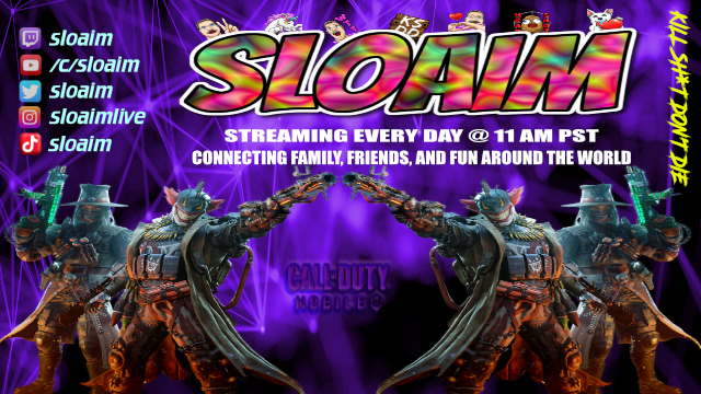 sloaim's tweet photo. SLOAIM is LIVE! Connecting family, friends &amp; fun around the world! Today it's @PlayCODMobile Come join us!
#KSDD #twitch #twitchstream #streamer #twitchtv #codm #codmobile
.
https://t.co/5ZapqCkEIQ https://t.co/EujpTbFjcf