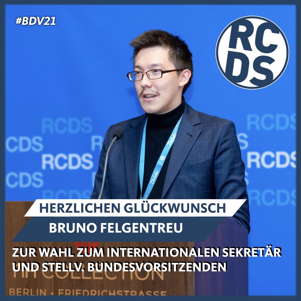 rcds_bund's tweet photo. Auf unserer #BDV21 wurde Bruno Felgentreu in seinem Amt als Internationaler Sekretär bestätigt.
Er wird somit auch künftig die Politik des RCDS auf internationaler Ebene koordinieren. Dabei wünschen wir ihm viel Erfolg.
#rcds #zukunftimblick #hochschulpolitik https://t.co/oQRfMO0su9