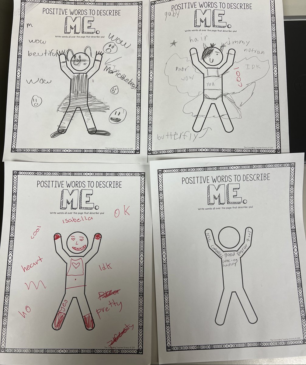 Some of my Students did this activity “Positive words to describe ME.” and I love the results! 🥰