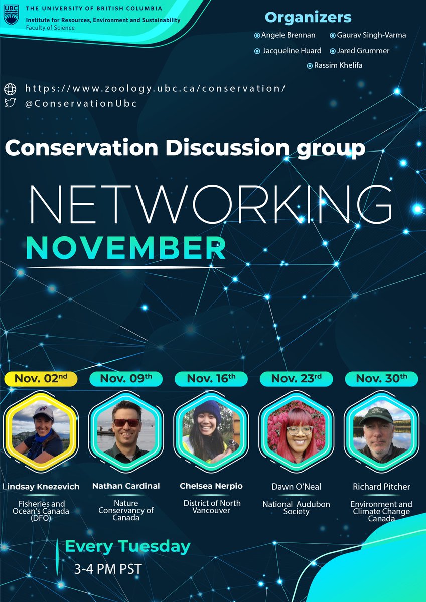 Good morning fellow CDGers! We are getting ready to kick off our NETWORKING NOVEMBER this month with our first wonderful speaker, Lindsay Knezevich. Join us tomorrow, November 2nd on ZOOM from 3-4 PM to learn about her work at Fisheries and Oceans Canada (DFO) <a href="/DFO_Pacific/">DFO Pacific</a>!