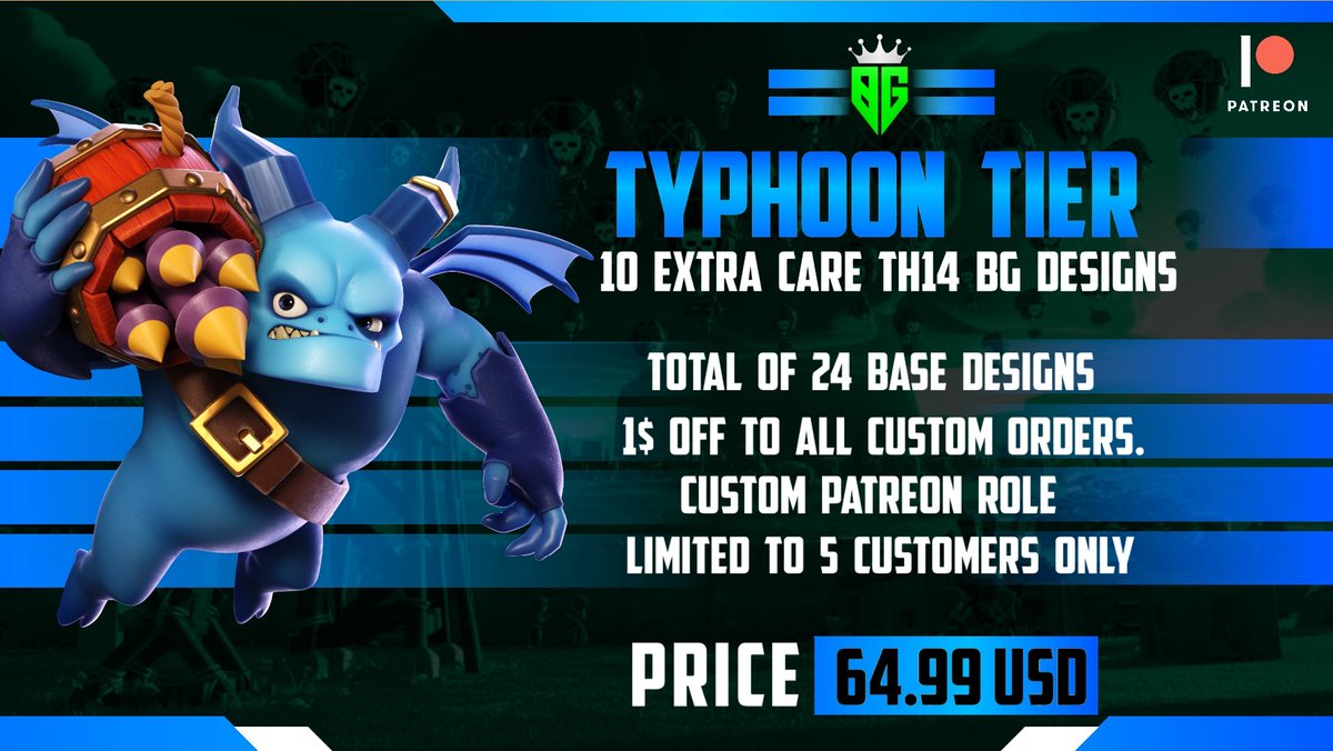 BaitGod Basebuilding (@baitgodb) on Twitter photo πͺ Exclusive patreon tiers are live after week of constant testing. π₯π₯Storm tier & Typoon tier loaded with exclusive bases.
ππ For limited members only!!
ππ Grab it before it's gone!!
patreon.com/BasebuildingBG
<a href="/ClashofClans/">Clash of Clans</a> <a href="/CoCEsports/">Clash of Clans Esports</a> πͺ Exclusive patreon tiers are live after week of constant testing. π₯π₯Storm tier & Typoon tier loaded with exclusive bases.
ππ For limited members only!!
ππ Grab it before it's gone!!
patreon.com/BasebuildingBG
<a href="/ClashofClans/">Clash of Clans</a> <a href="/CoCEsports/">Clash of Clans Esports</a>