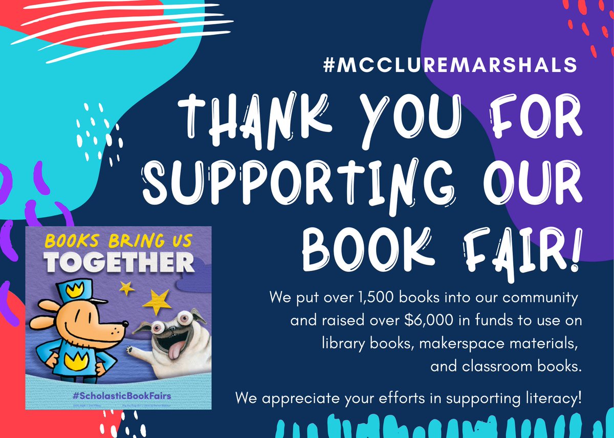 Our 2021 book fair was a big success. 🎉 Thank you #McClureMarshals!