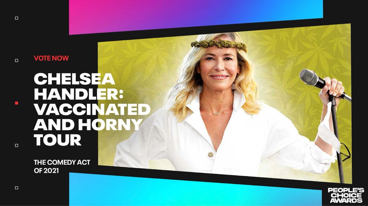 I’m so excited to be nominated for a 2021 @peopleschoice Award! To vote for me, retweet this or send a tweet with #TheComedyAct + #ChelseaHandler + #PCAs. Don't forget: you can vote up to 25 times a day! votepca.com/pop-culture/th…