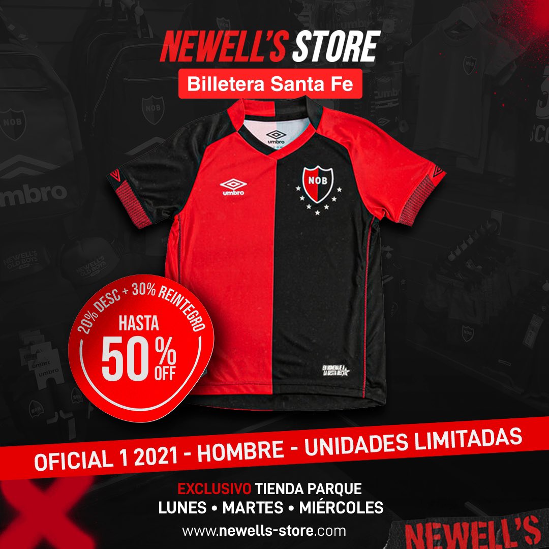 Newells's tweet photo. Super sale en #NewellsStore ✅
🛒 Hasta un 50% off en la casaca oficial los días lunes, martes y miércoles en la tienda del Parque. https://t.co/n13JWiXdPF