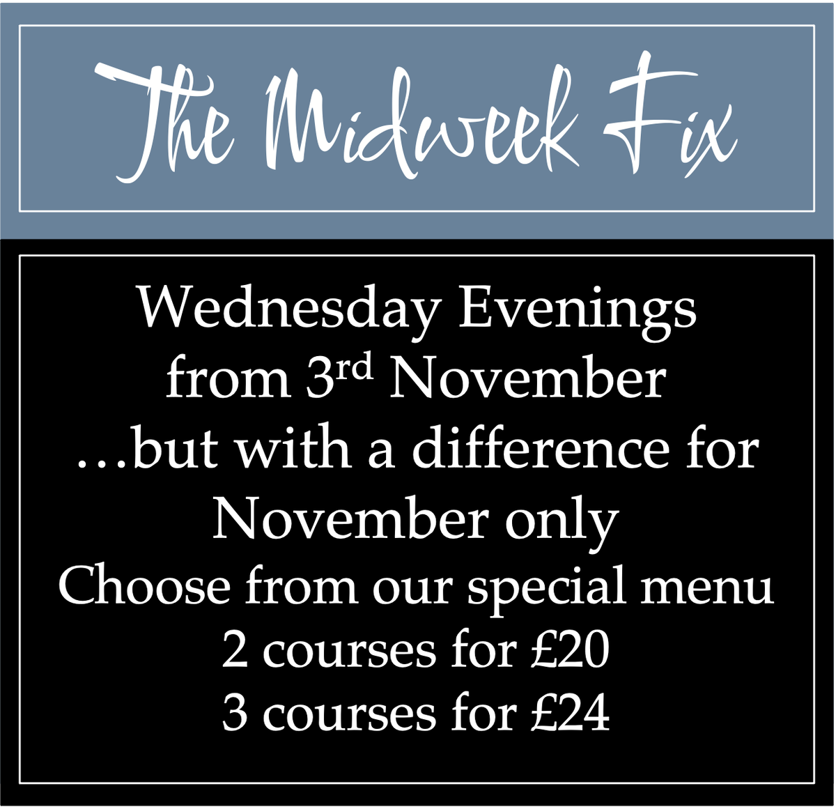 LetcombeHound's tweet photo. In November only, choose 2 or 3 courses from a special menu every Wednesday evening 6-9pm. Add a bottle of house wine for ยฃ20: evening sorted! #MidweekFix #oxforddining #wantage #michelinguide #aarosettes #villagepub #oxfordshirefoodies #goodfoodguide #delicious #goodpubguide https://t.co/a2By3TNtPs