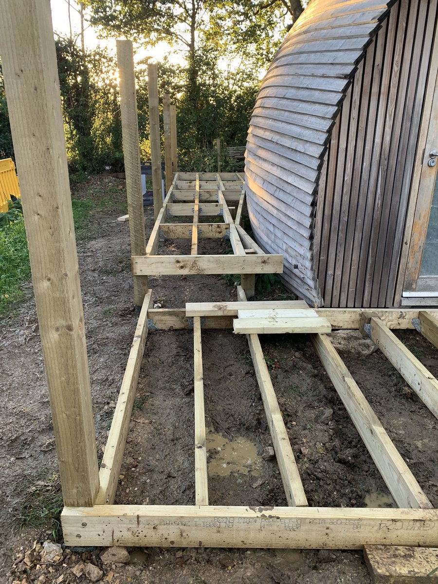 FlatcapProjects's tweet photo. Flat Cap day today with @WiltshireWoodm1 @PearTreeWhitley finishing the second pod’s frame in the showers. Bit of a battlefield by the end but job’s a good ‘un. Back to the desk tomorrow. https://t.co/P2q9aCpCyd
