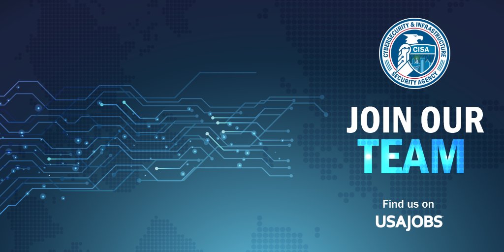 CISAgov's tweet photo. Do you have experience in Project management, Technical writing, Critical thinking, Collaborating with multiple partners, or Creating public messaging? If so, we want you! 

- Mid level analyst: 
https://t.co/JBLalIOKdO
- Senior-level analyst: 
https://t.co/RoiaZInqWA
#NowHiring https://t.co/mbZ6bEOwaa