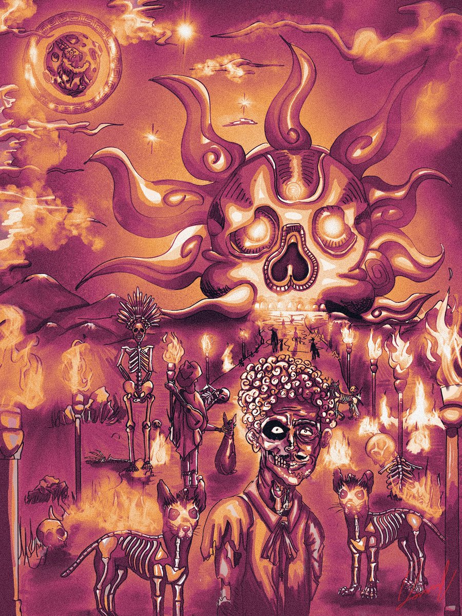 AitanaLombaNFT's tweet photo. On his way to Mictlan there is only peace. Guided by the xoloitzcuintles and lit by the navel of his natal moon, Mexico, he smiles into the past and dissolves on the way to the next plane 🕯️
Available for 9 Tez. https://t.co/CaYaDWUu3R

#NFTCommunity #NFTs #DayOfTheDead https://t.co/5bGnxbW5Nx