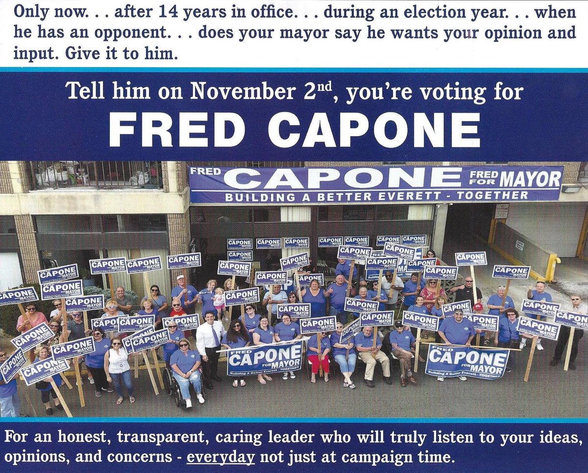 FredForEverett's tweet photo. Everett deserves a Mayor who will be transparent, honest, will serve your interests and will listen to your ideas, concerns and opinions everyday . . . not just at campaign time. Tomorrow, 11/2, Vote Fred Capone for Mayor and let's put people first. https://t.co/b7RUazbCXw