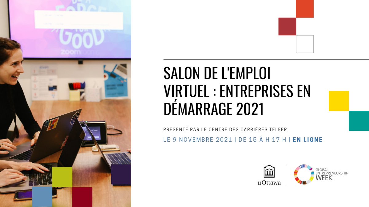 Telfer_UdO's tweet photo. Tu aimerais travailler pour une entreprise en démarrage? 🤔
Le 9 novembre, le @TelferCareer tient son Salon de l'emploi lors de la Semaine mondiale de l’entrepreneuriat du @uOttawaEHub. #SME2021 #uOSME
Pour réseauter avec les meilleurs #entrepreneurs ➡️ https://t.co/zJoo4mNu6W https://t.co/utpd3uPuVi