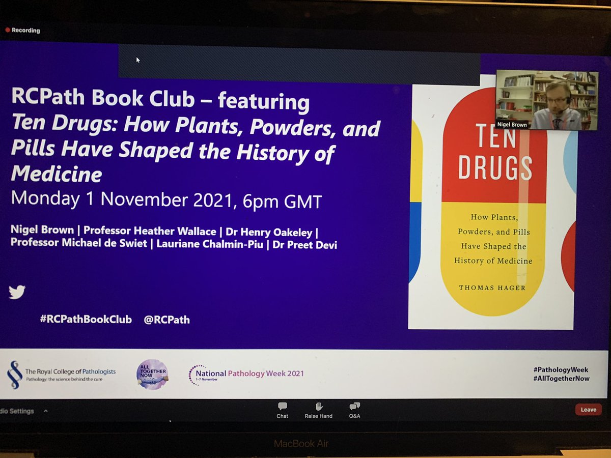 PathologyHouse's tweet photo. Enjoying @RCPath book club on ‘Ten Drugs’ by Thomas Hager! Always been fascinated by the origins and development of medications through history! As healthcare professionals, it can be easy to take this for granted! So many advances still happening! #RCPathBookClub #PathologyWeek https://t.co/UbijUGTOI0