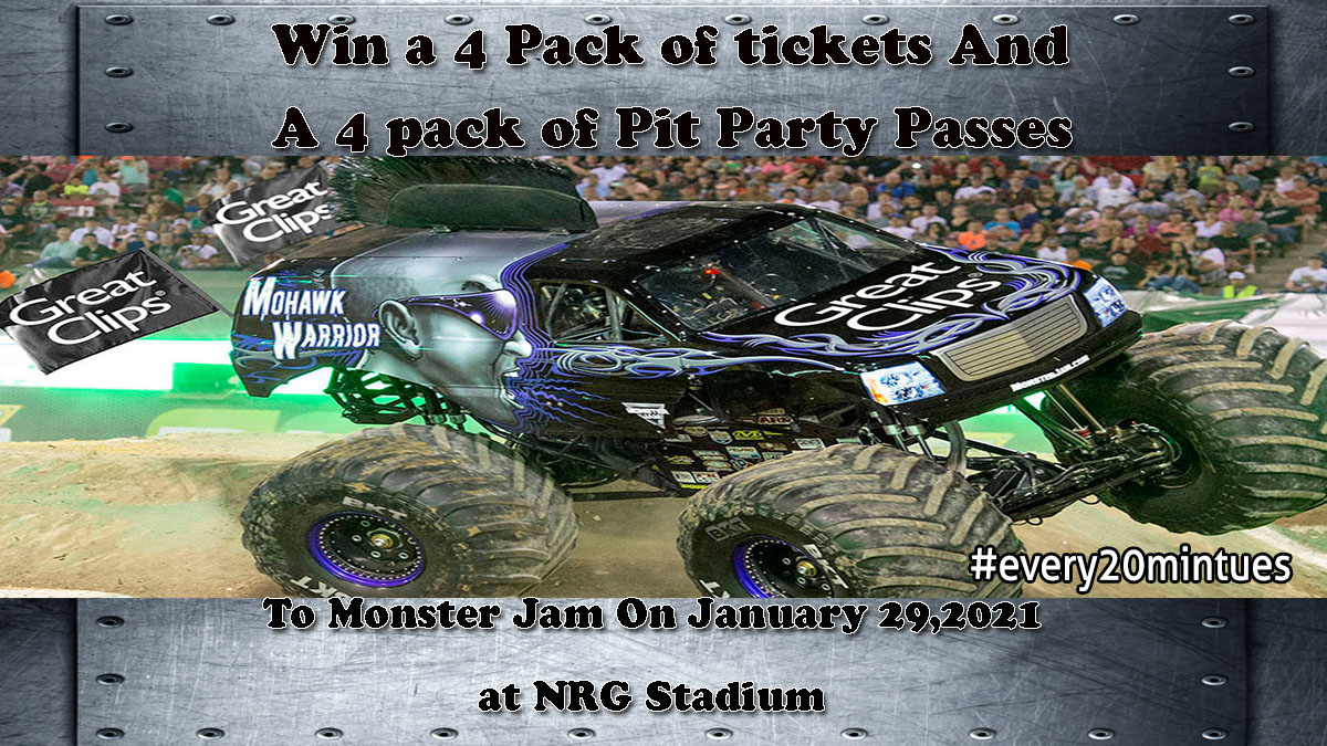 rodryanshow's tweet photo. Don't miss out on your chance to win a 4 Pack of tickets with Pit Party Passes for @MonsterJam on January 29, 2021, with #every20minutes and @945thebuzz and @rodryanshow. Make sure you retweet this tweet using #MonsterJam. The winner will be selected at 7:40 am. https://t.co/jpueGONhOO