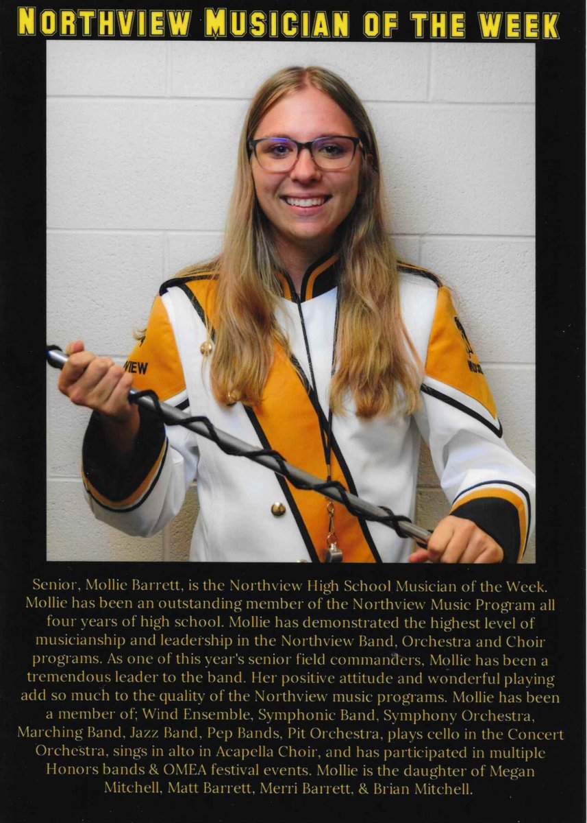 NviewOrchestras's tweet photo. Congratulations, Mollie! https://t.co/ZoouXVkGJO