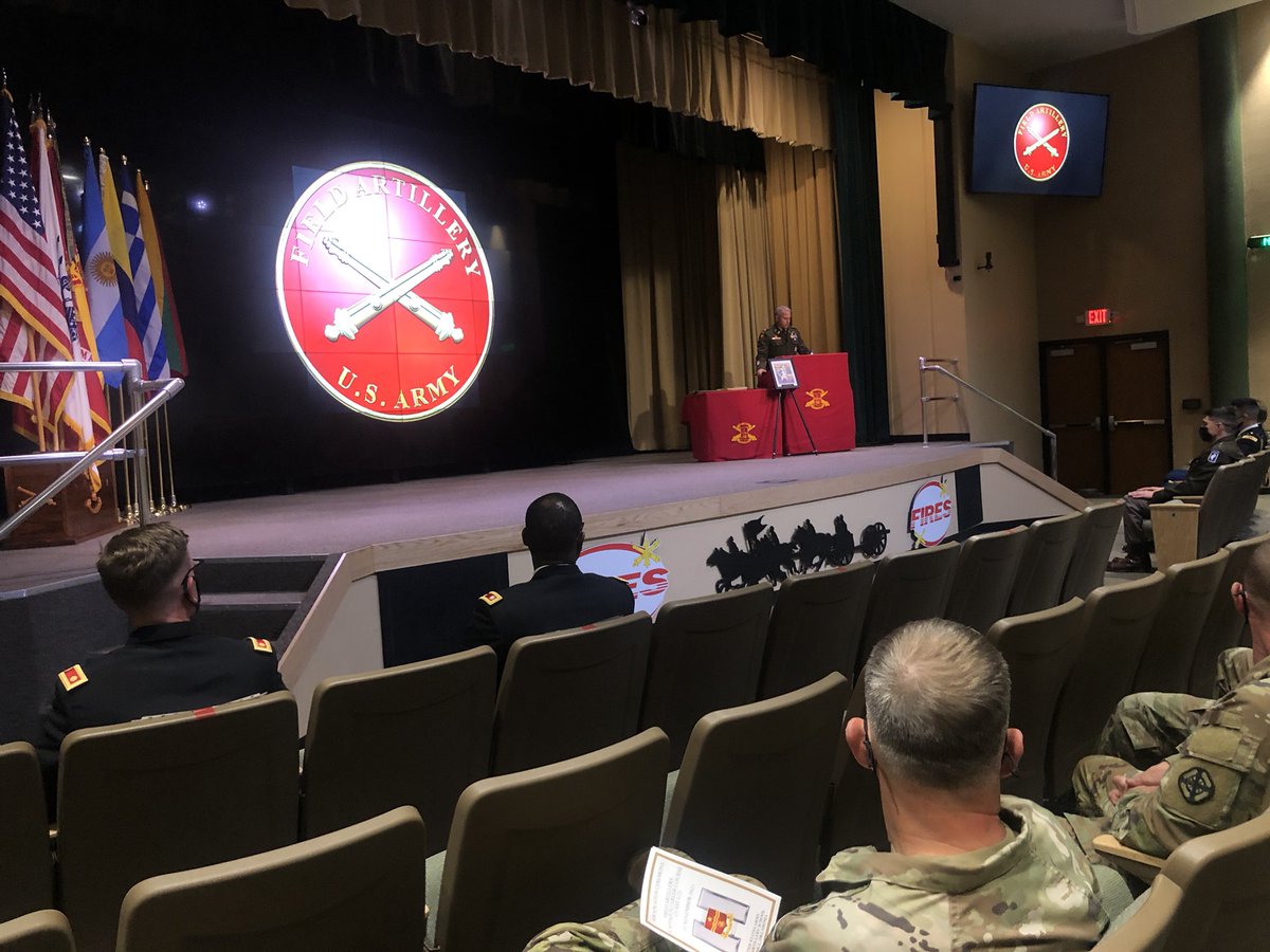 Live look at the Captain’s Career Course Graduation for class 04-21. Thanks @UncleRedLeg for the inspiring words to our young Captains. @CSM_Mac @428THBDE #firesstrong #kingofbattle #CCC #fortsill